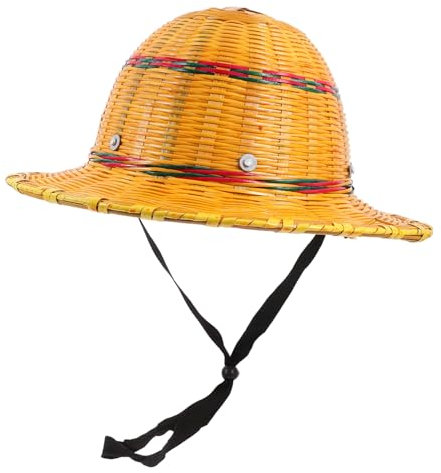 Casque de Chantier en Bambou, Large Bord, Respirant et Anti-UV