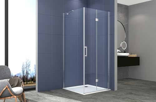 Box doccia Angolare 90x70 cm porta a soffietto + fisso H200 cm cristallo 6 mm profilo CROMATO ZAIRA