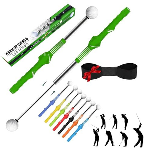 Gloryboom - mazza telescopica retrattile, per allenamento di swing da golf, con feedback a clic, allenamento ritmo, potenza e presa, allenamento portatile per allenamento a casa/in campo (verde a