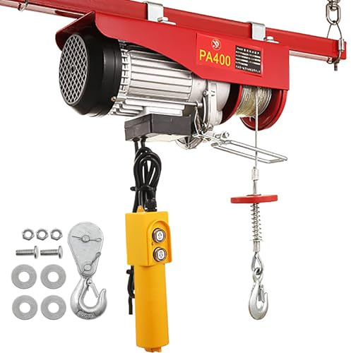 Electric Hoist 1000kg, Remote Control with 510-1800W Pure Copper Motor, Lifting Height 12/20/30m, Ideal for Warehouse and Cargo Lifting