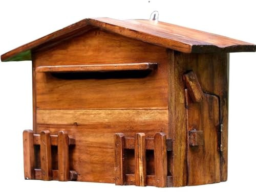 Buzón De Madera Artesanal para Valla: Buzón Rústico para Exteriores con Diseño Impermeable, Decoración Única para Cafetería.