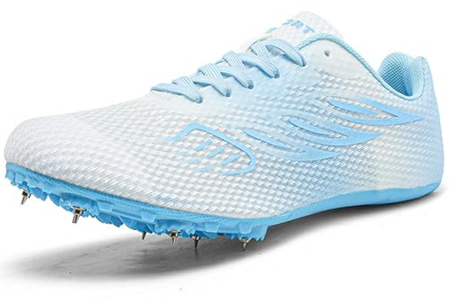 SDEQA Zapatillas De Correr con 7 Clavos Hombres Mujeres, Zapatillas De Malla Ligeras para Niños Y Jóvenes Carreras Velocidad Y Saltos,A,36 EU