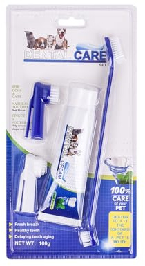 Brosse A Dents Chiens Et Dentifrices Saveur De Bœuf,Kit Dentifrice Chiens Anti Tartre,Set Brosse à Dents Et Dentifrice Pour Chien,Kit De Soins Dentaires Pour Chien