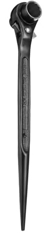 sourcing map Scaffolding Podger Ratchet Wrench 13mm x 17mm CR-V 12 Point Double Ended Socket Ratcheting Podger Scaffold Spud Spanner Tool for Auto Repair Mechanical Maintenance, Black