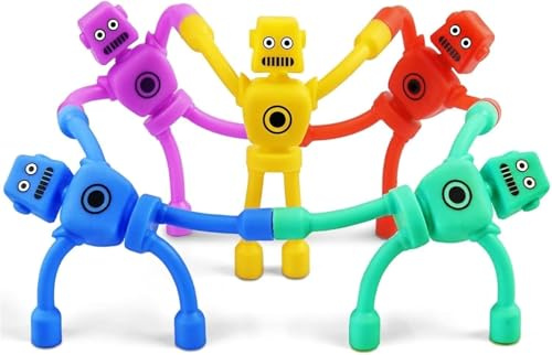 Magnetic Robot Men Travel Toys for Toddlers Kid Boy 5PC Airplane Road Trip Car Travel Activities Fridge Magnet Fidget for Party Bag Fillers for Kids