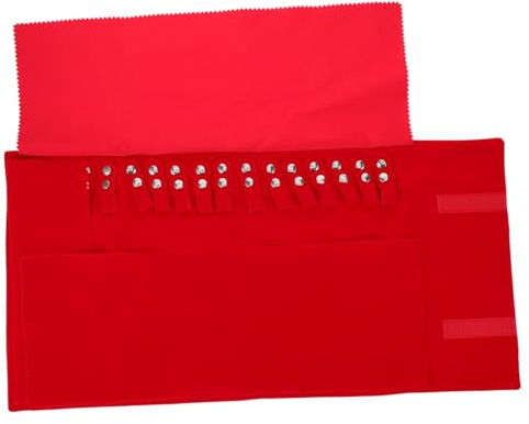 VERDANVERSE Bolsa Organizadora de Joyas Portátil Roja Estuche Enrollable Antiarañazos para Collares Pulseras y Pendientes Bolsa de Almacenamiento Plegable para Viajes