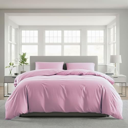 Lavea® Bettwäsche 220x240 cm, 3-teilig, 1 Bettbezug 220x240 cm, 2 Kissenbezüge 80x80 cm, Mikrofaser, weich, atmungsaktiv, pflegeleicht, hypoallergen, Markenreißverschluss, Bettwäsche-Sets Rosa