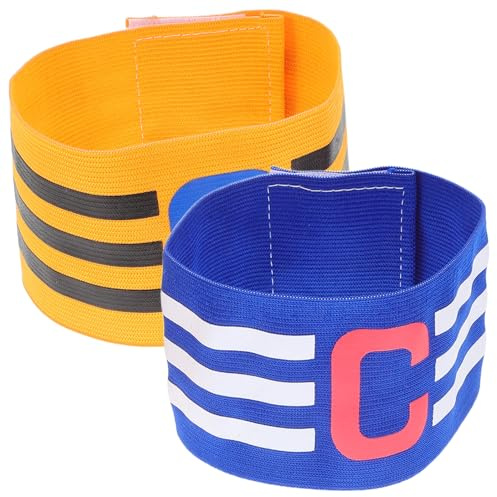 Healifty Brazalete Capitán de Fútbol Pequeño Nylon Duradero para Adultos Banda de Capitán Azul y Amarillo para Equipos Deportivos