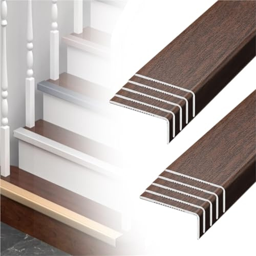 profilo per scale 60 90 120 150 180 Cm Protezione Per Bordi Scale Autoadesiva, Profilo Per Gradini In Alluminio A Forma Di L, Effetto Legno, Facile(B-10 pcs,L W H 160CM x 30mm x 20mm)