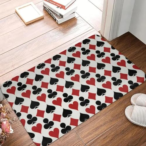 3D Custom Poker Playing Card Symbols Front Door Mat Inomhus Quick Dry Heart Spade Club Living Room Ingång Rug Matta-60 x 90 cm