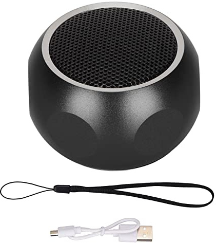 Ouitble Mini Altavoz Bluetooth Portátil Lindo Pequeño Altavoz Inalámbrico con Cordón para Ducha Bicicleta Coche Viaje Material de Aleación de Aluminio 4W Potencia 300mAh Batería (Negra)
