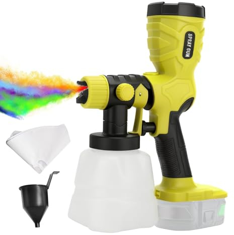Cordless Paint Sprayer for Ryobi 18V, HVLP Handheld Fence Paint Spray Gun, 43,000 RPM Motor with 4 Nozzles, 3 Patterns, 1200ML Tank for Sheds, Walls, Ceiling, Cabinets, Doors