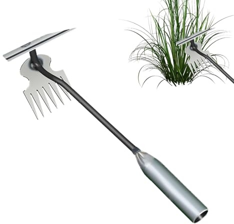 Befeixue Estirpatore, Estirpatore Manuale A 7 Denti con Manico Lungo, Strumento Portatile per Rimozione Erbacce, per Prati Esterni Patio Giardino Cortile Paesaggistica Fiori Ortaggi