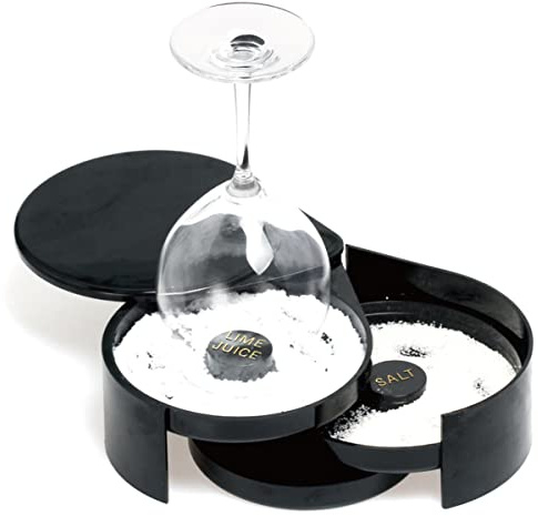 3 Tier Bar Glass Rimmer for Margarita and Cocktail Salt Rimmer Set Foldable Salt and Sugar Rimming Spice Container Bar Accessories Bartender Tool for Home Parties Professional Bars