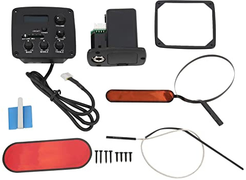 Akustikgitarren Pickup Preamp Equalizer System 4 - Band, Schwarz, Metall & Kunststoff - Voller Klangumfang, Geringe Verzerrung, Für Musiker & Gitarristen
