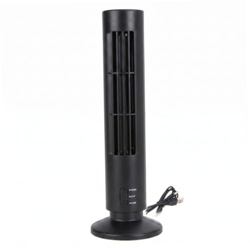 Ventilador De Torre Pequeño, Mini Ventilador De Torre Sin Aspas con Configuraciones De 2 Velocidades, Ventiladores USB Que Soplan Aire Frío, Funcionamiento Silencioso Y Eficiencia Energética, Negro (