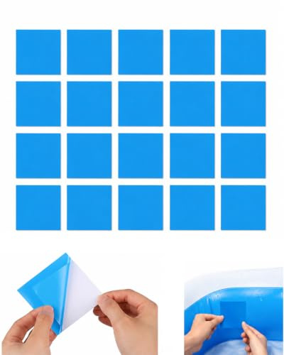 BTACGWP 20 Piezas Parches Piscina 7x7 CM | Kit Reparación Bajo Agua Adhesiva | Sellado Hermético Para Inflables | Resistente A Cloro Y Sol
