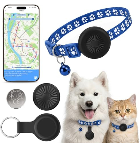 Collier GPS Chat,Traceur GPS Chat GPS Chien Compatible iOS et Android,sans Abonnement,Positionnement en Temps Réel,Autonomie de 365 Jours,Étanchéité IP67,Collier pour Chat Réglable,pour Chats/Chiens