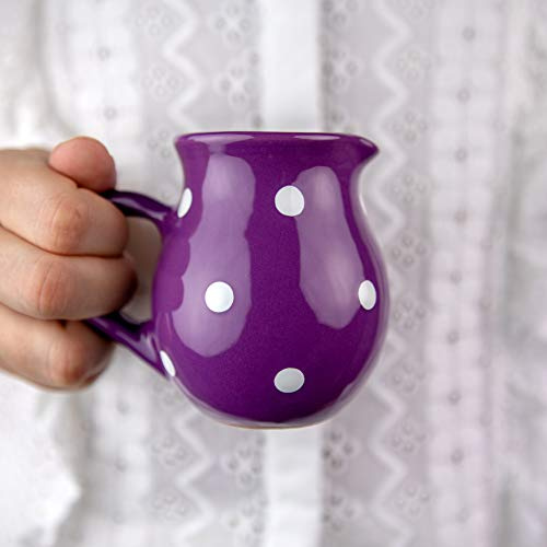 City to Cottage® - Keramik Milchkännchen | Lila und Weiß | Polka Dots | Handgemacht | Keramik Geschirr Kännchen | 150 ml