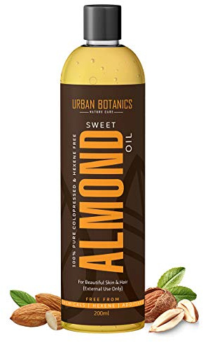 UrbanBotanics® Pure Cold Pressed Sweet Almond Oil for Hair and Skin, 200 ml (Odorless)