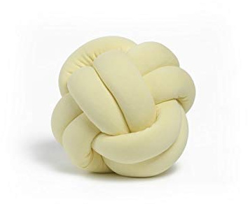 Home Mania 25D-4 Cojín Decorativo Knot Trenzado Realizado a Mano, Amarillo