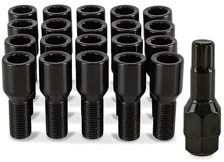 20x Black Slim Fit Tuner Nuts Bolts for BMW 3 Series Aftermarket Alloys | Precision Black Wheel Nuts designed to fit Aftermarket Alloy Wheels Only.