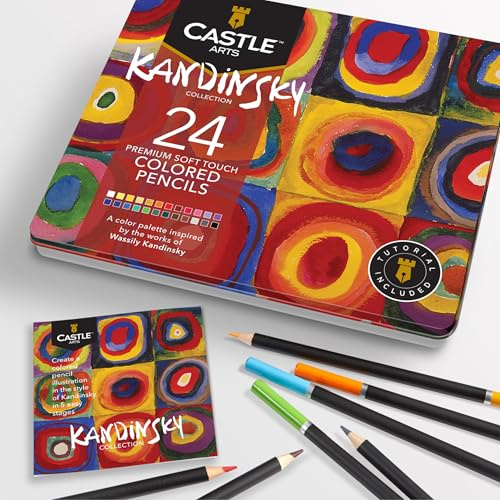 Castle Art Supplies 24 Buntstifte-Set für Erwachsene - Kandinsky | Hochwertige, glatte Farbkerne für Erwachsene - ideal zum Skizzieren und Zeichnen, überlegene Misch- und Schichtleistung