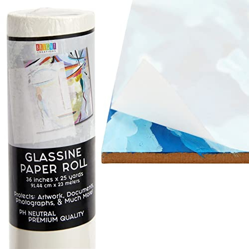 Glassine - Rollo de papel para obras de arte, manualidades y productos horneados (91,4 cm x 25 yardas)