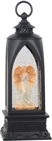 Eldnacele 12” Christmas Snow Globe Lantern Angel with Music & Timer, USB Lined/Battery Operated Lighted Water Glittering Nativity Lantern for Christmas Festival Centerpiece Decoration Gifts – Angel