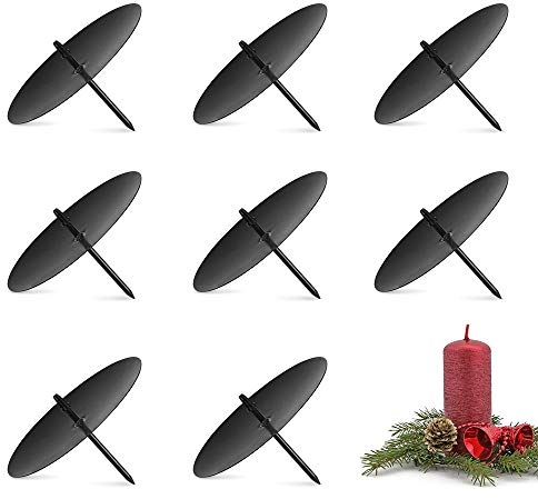 Wishstar Bougeoirs Lot de 8, Bougeoir pour Bougies de l'Avent, Bougeoirs Noël de l'avent 6cm, Bougeoir en Métal Noir pour Décorer des Couronnes