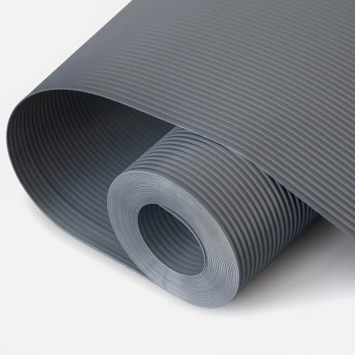 Hersvin Schubladenmatte (Übergröße) 60cmx500cm Schrankpapier Schubladeneinlage Eva Wasserfest Nicht Klebende Unterlage Teppich für Küchenschränke (Dunkelgrau/Gestreift)