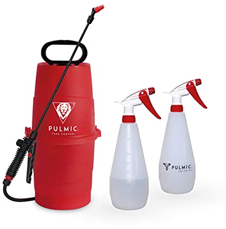 Pulmic Pulverizador Agua Raptor 7. Presión Manual. Pulverizador Herbicidas, Insecticidas y Fungicidas. Lanza en Fibra de Vidrio. hasta 7L. con Bomba (Raptor 7 + Pack 2 de 1L)