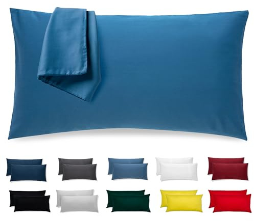 Kissenbezug 40 x 80 Baumwolle Premium Jersey 2er Set Kissenhülle Deko für Kissen Bett/Sofa Stoff Superweicher Resistent Hypoallergen Anti-Milben Kopfkissenbezug mit Verdecktem Zip Voll Waschbar