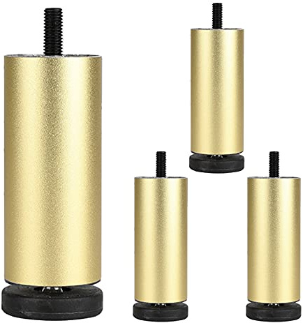 Jolan 4 Pcs Furniture Legs 6cm 8cm 10cm 12cm 15cm 20cm 25cm 30cm, Metal Legs, for Sofa, Bed, Desk, Chair, Adjustable Coffee Table Legs, Cabinet Legs, Interchangeable Feet,Gold-10cm/3.9in