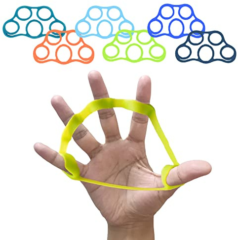 Fingermuskeltrainer, Fingerdehner, Gummimuskeltrainer, Handtrainer, Stärkung der Fingerkraft, 3 verschiedene Intensitäten, Klettertraining (6 Stück)