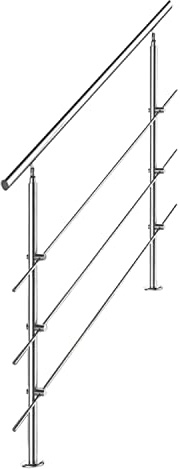 Tubiaz Edelstahl Handlauf Treppengeländer Geländer für Treppen Brüstung Balkon 120CM mit 3 Querstreben Ø 42mm für innen & außen