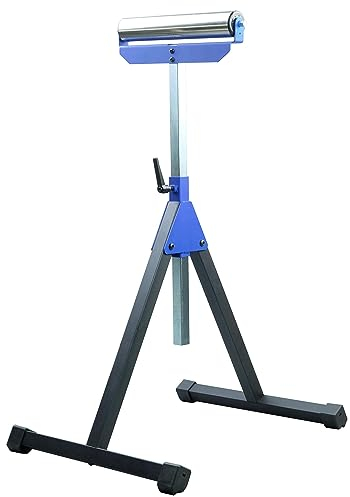 KASTFORCE Heavy-Duty Roller Stand with 2 Inch Roller, 300 Lbs Capacity, Adjustable Miter Saw Extension, Folds Flat for Easy Storage, Galvanized Stainless Steel