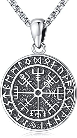 Eusense Wikinger Schmuck Viking Halskette Geschenke 925 Silber Amulett Nordische Mythologie Anhänger Geschenk für Herren Damen Männer Muttertag Vatertag