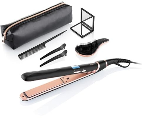 ETA Glätteisen Fenite I Geschenkset I Keramikplatten I LCD Display I Haarbürste, Kamm, Haarspangen und Etui Inklusive I Haarglätter