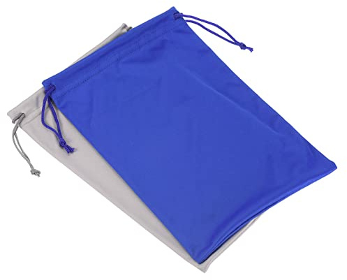 PATIKIL Bolsa Para Gafas, 2 Paquete Microfibra Suave Nieve Gris Azul Estuche Cubierta Suave Almacenamiento Funda Cordón Bolsa Para Sol Gafas Ver Gafas Cámara Lentes