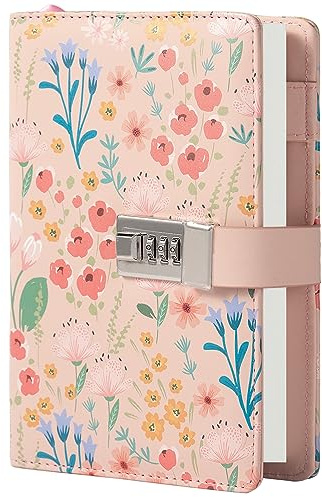 MGGAO Diario con Lucchetto, Diario Bloccato per Donne Ragazze, Quaderno Ricaricabile in Pelle PU Impermeabile con Carta a Righe