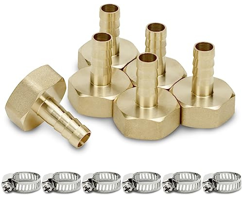 Bwintech Lot de 6 raccords cannelés 3/4 BSP femelle x 12 mm avec 6 colliers de serrage