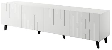 Homlando TV Schrank Lowboard MOBY 200 cm Moderner TV-Stand mit 4 Türen – TV Board – Sideboard für das Schlafzimmer oder Wohnzimmer (Weiß Matt)