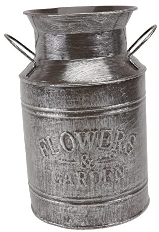 Abaodam Flower Arranging Bucket Iron Retro Pitcher Vintage Galvanized Milk Can Jug Rustic Container for Home and Office Decoration