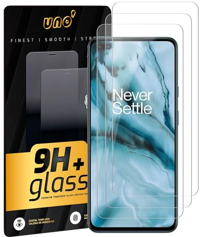 UNO Displayschutzfolie für OnePlus Nord 5G/CE 2/2T (6,43 Zoll), 9H gehärtetes Glas, robust, blasenfrei, Anti-Fingerabdruck und kratzfest, 3 Stück