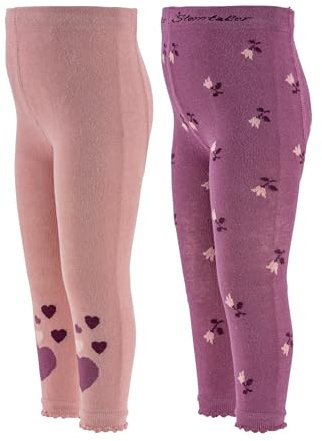 Sterntaler flickor leggings dubbelpack hjärtan, Matt rosa, 128