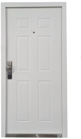 Habee GmbH Sicherheitstür Stahltür Weiß 96.5 cm x 205.5 cm x 5 cm komplett mit Blockzarge 13 Bolzen Verriegelung linker Anschlag