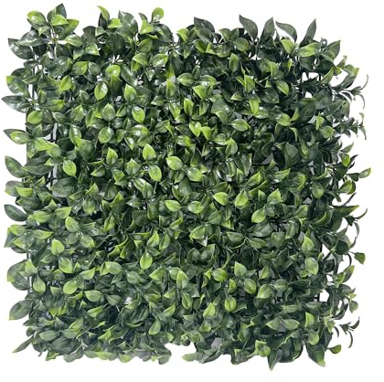 Pannello Siepe Finta Artificiale con Foglie Copri Ringhiera Verde Recinzione Edera Finta da Parete Giardino Muro Ornamentale Siepe Balcone Misura 100x100 cm Foglie Lauro