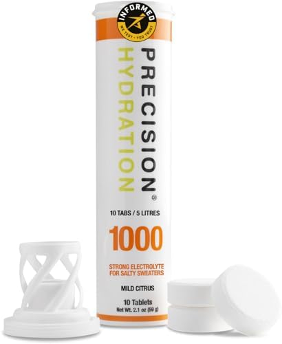 Precision Hydration Elektrolyt-Tabletten - Mehrstufige efferveszierende Hydrationstabletten - Bekämpft Krämpfe - Kalorienarm, glutenfrei, vegetarisch freundlich (1 Tube, 1000 mg/L - Orange Tube)