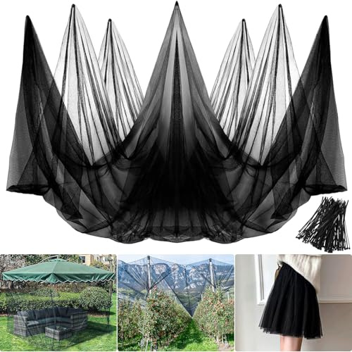 LINSOCLE Moskitonetz Meterware Insektenschutznetz Mosquito Netz Gewebe Insektennetz das für die Herstellung von Netzen Außenhöfen, beim Pavillons Gegen Insekten Mücke Fliege Vogel(Schwarz, 3m X 6m)